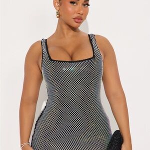 Fashion Nova Black Sparkle Rhinestone Bodycon Dress